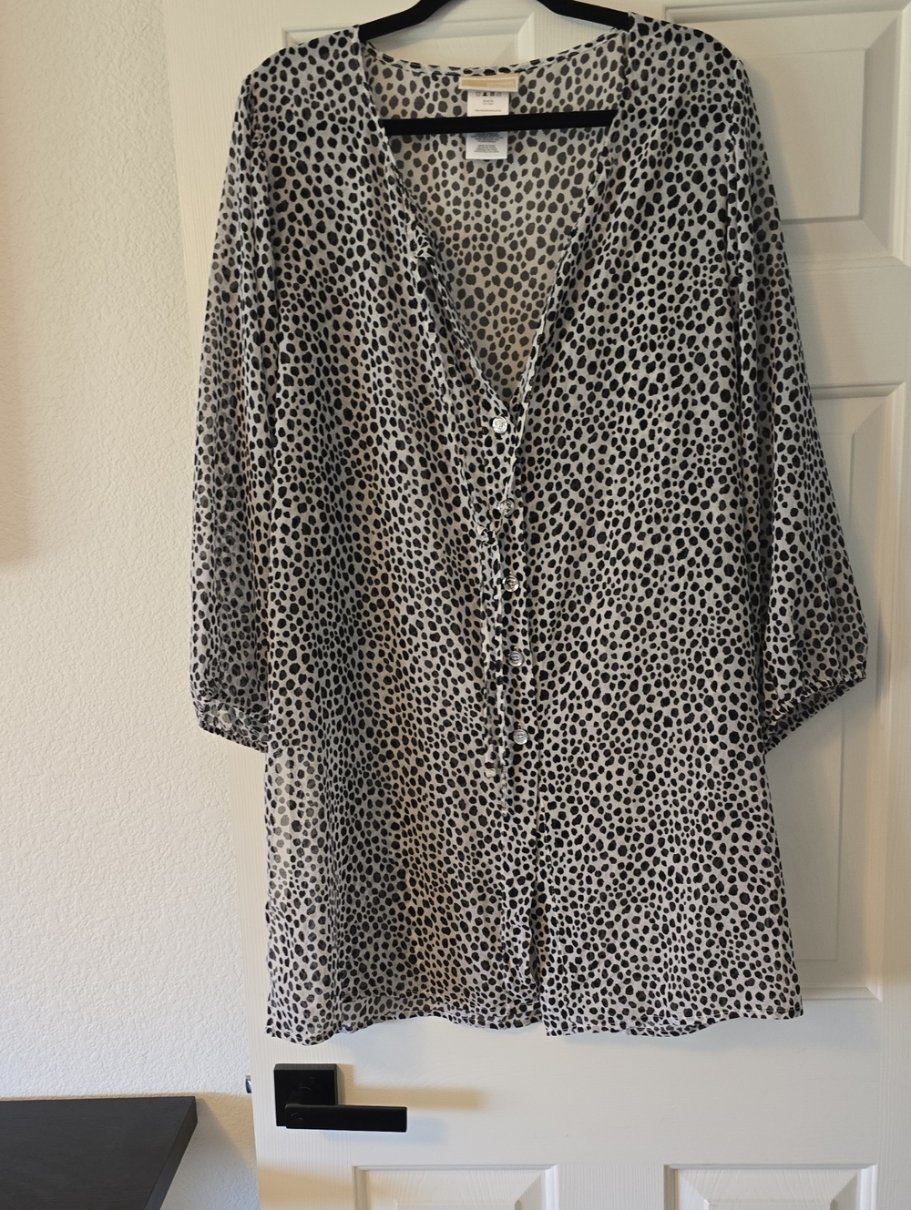 Michael Kors Black & White Leopard-Print Cover Up Sz Lg Nwt